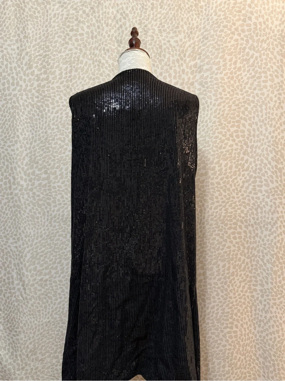 Women’s Black Sequin Draped Vest